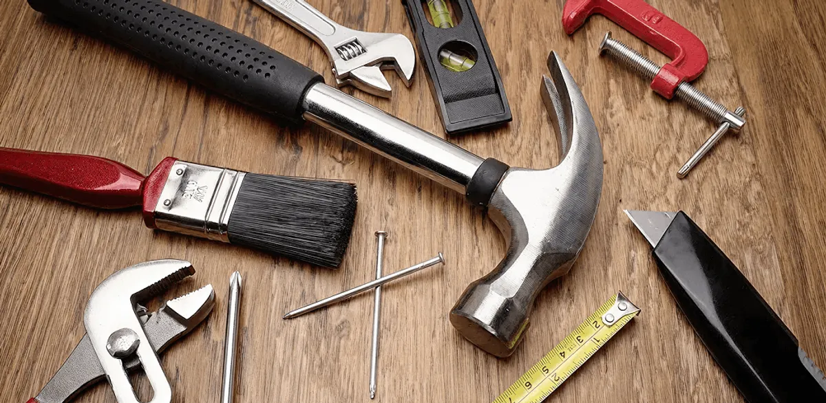 Handyman tools laid out for home repair and maintenance work in Orlando, FL