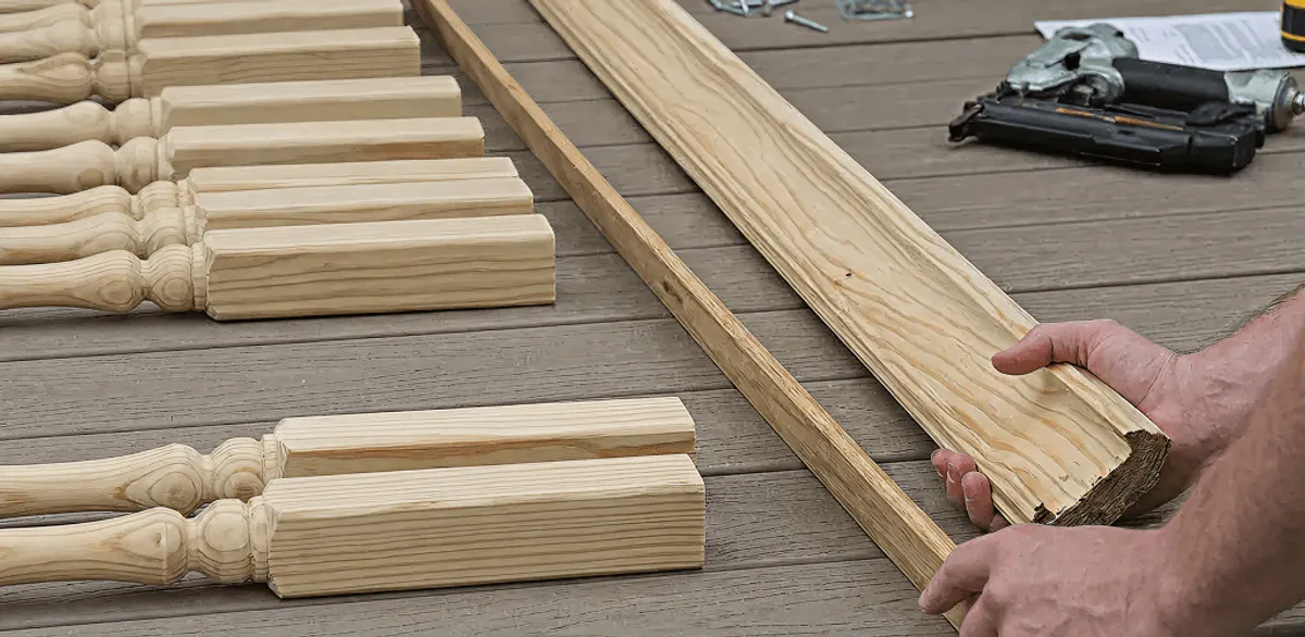 Handrail installation materials and wood components for stair rail work in Orlando, FL